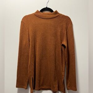 Dennis by Dennis Basso Mock Neck Soft-Knit Sweater – Brown – Size L‎
